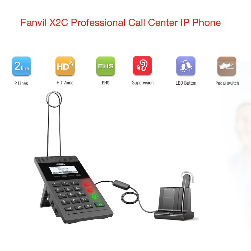 Fanvil X2C Ip Telefoon Hd Voice Slimme Draadloze Telefoon Voor Ehs Draadloze Headset Wit Zwart Scherm Voip Telefoon Voor Thuis kantoor