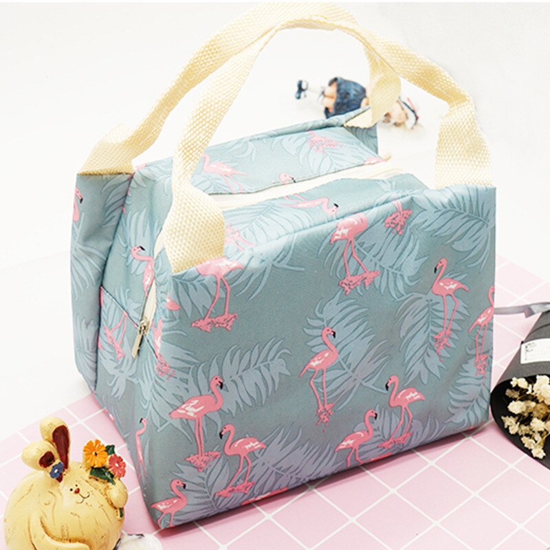Outdoor Picnic Bag Strip Flamingo Insulated Lunch Bag Picnic Basket Animal Hiking Camping Travel Thermal Lunch Box Bag Cooler