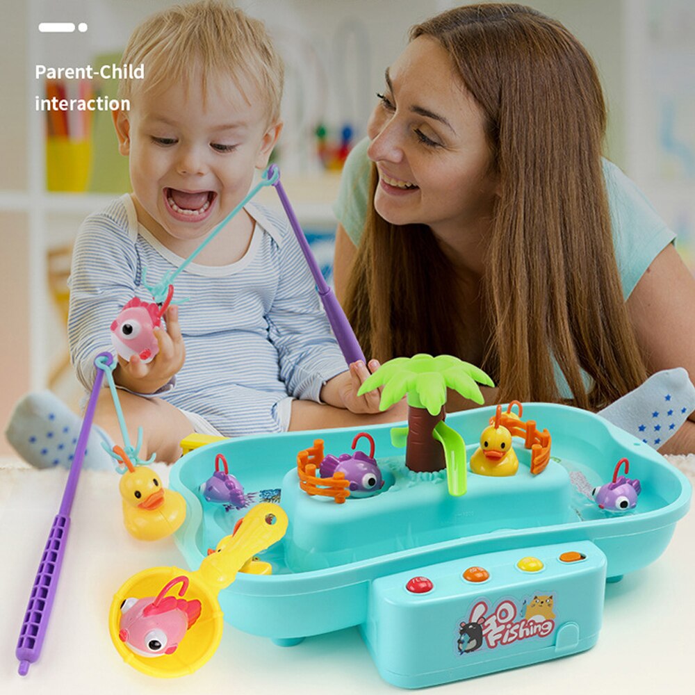 Kids Fishing Toys Set with Sound and Light ElectricWater Cycle Fishing Game Set Funny Classic Toys for Children