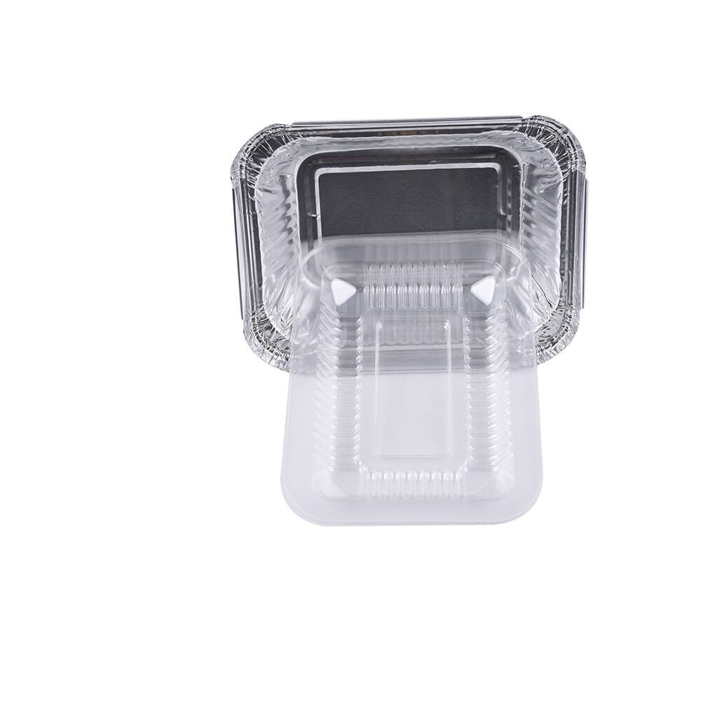 100pcs Aluminum Foil Containers With Plastic Lid For Restaurant Take-Out Packing Food