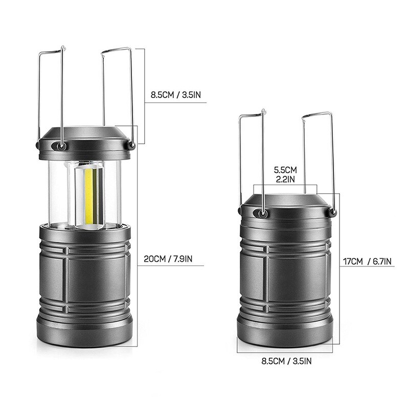 Ultra Bright LED Camping Lantern 3*COB Portable AA Battery Outdoor Tent Lamp Hanging Collapsible LED Camp Lantern Flashlight