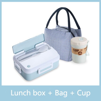 3 stuk Set Lunchbox Lekvrij Draagbare magnetron Voedsel Container Kantoor School Reizen Wandelen Kid Gezondheid Materiaal Bento doos: Blue three-piece