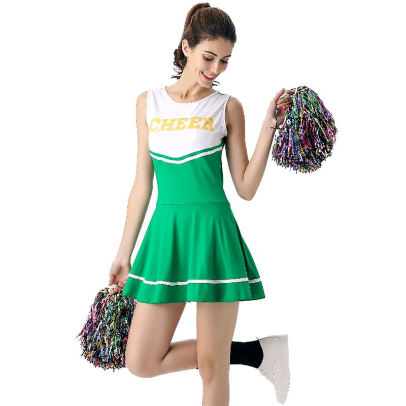 6 kleuren High School Meisje Muziek Mini Jurk Cheerleader Uniformen Sexy Meisje Stage Performance Vrouwelijke: green