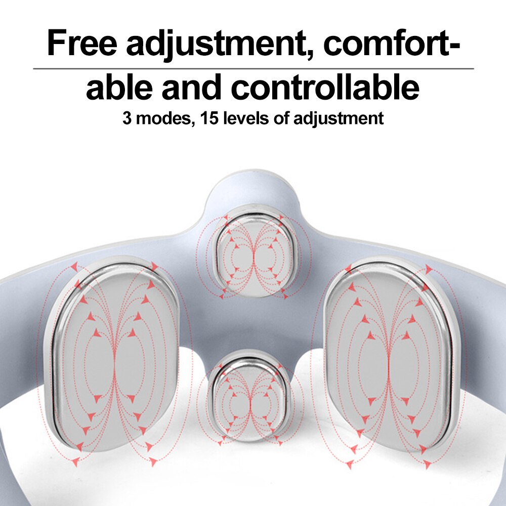 Electric Smart 4-head Neck Massager Shoulder Massage EMS Pulse Heated Magnetic Remote Soreness Relief Relaxation Health Care