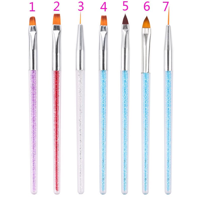 7Pcs Nail Art Kristal Graveren Pen Uv Gel Ronde Kop Lichttherapie Pen Diamant Tekening Pen Diy Acryl Nail borstel