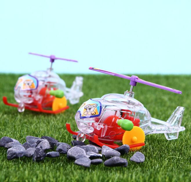 Novelty Pocket clockwork toy transparent mini plane Aircraft Wind Up Toy Colorful Baby Funny Plane Toys