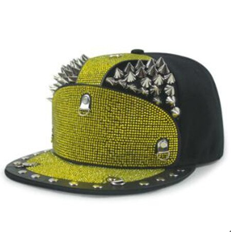 Siloqin Mannen Vrouwen Hip Hop Caps Novelty Diamanten Ingelegde Hoofdtooi Decoratie Platte Rand Hoed Trend Liefhebbers Baseball hoeden: Color-4
