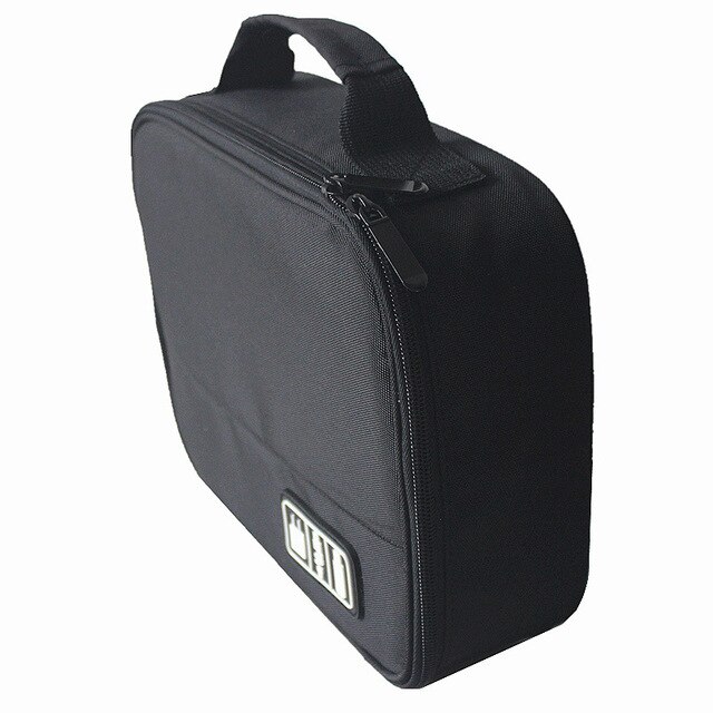 Qiaqu Elektronische Accessoires Nylon Heren Reistas Organisator Voor Datum Lijn Sd-kaart Usb Kabel Digitale Apparaat Zak: Black