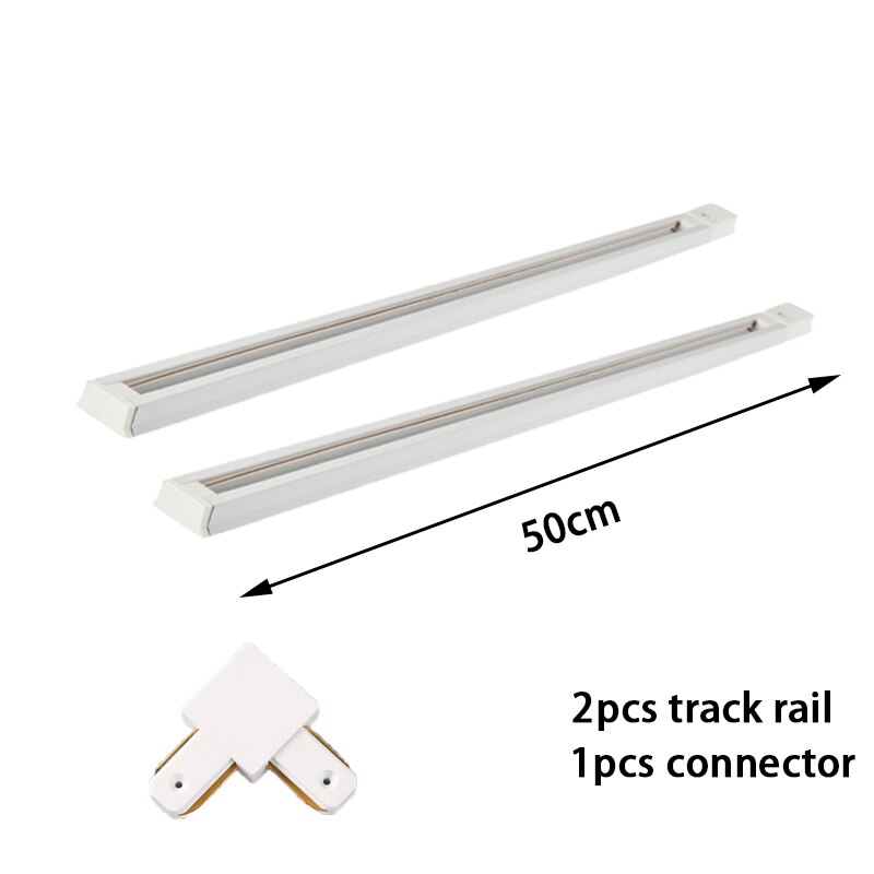 Black/white 0.5M 1M Led Track Rail 220V Aluminum Led Track Light Rails Straight/L Shape Connectors for Track Rail Spotlight: 2pcs 0.5m track5