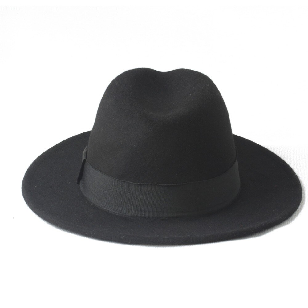 2 grote Maat 100% Wol Mannen Vilt Trilby Fedora Hoed Voor Gentleman Brede Rand Top Cloche Panama Sombrero Cap Maat 56-58, maat 59-61 CM