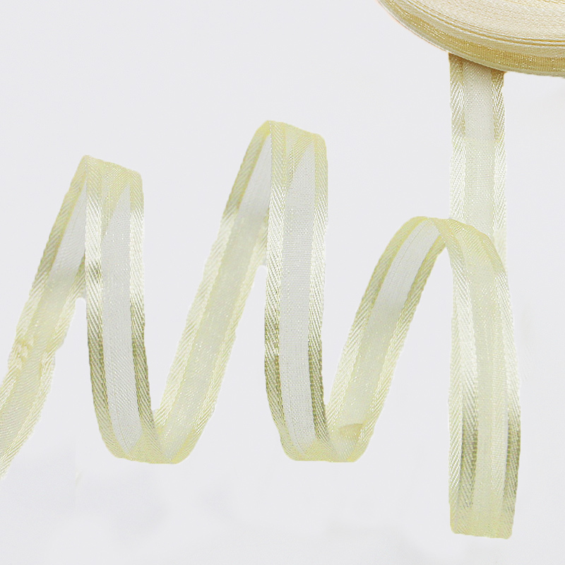 (50 yardas/rollo) cintas de Organza de 3/8 ''(10mm), , decoración para envolver , cinta DIY hecha a mano: Beige