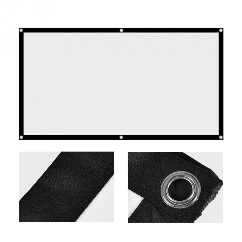 60-120 Inch Portable Foldable Non-crease White Projector Screen 16:9 Curtain Projection Screen