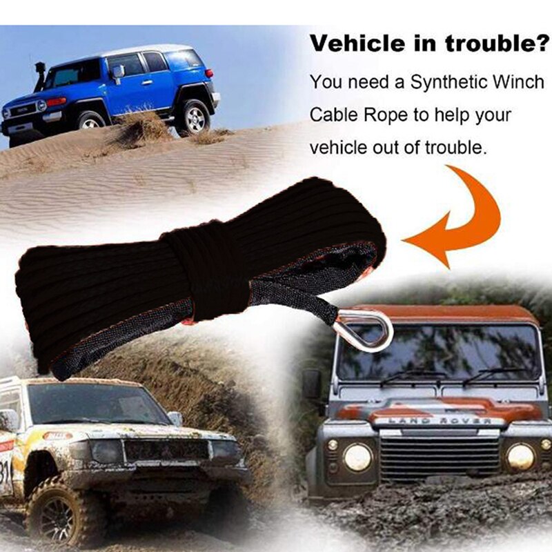 1/4 ''X50 12 Strand Off-Road Uhmwpe Synthetische Slepen Lier Touw Met 1.5M Mouw En Vingerhoed Voor atv/Utv/Suv/4X4/4WD