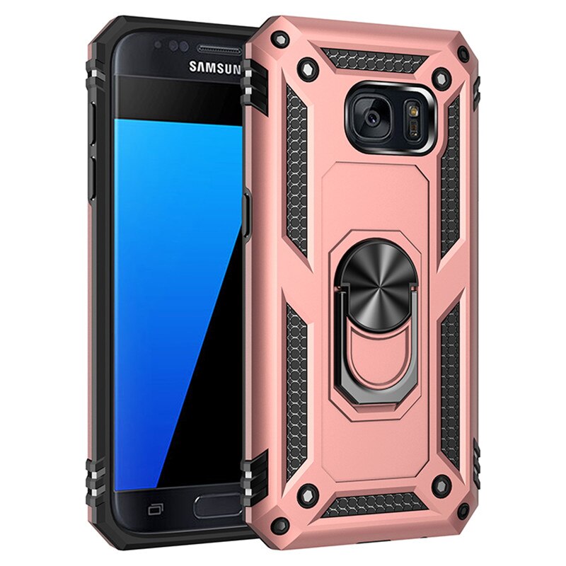 For Samsung Galaxy S7 Case Magnet Car Ring Stand Holder Cover for Samsung Galaxy S7 GalaxyS7 SM-G930F Coque Capa fundas: For Galaxy S7 / Rose Gold