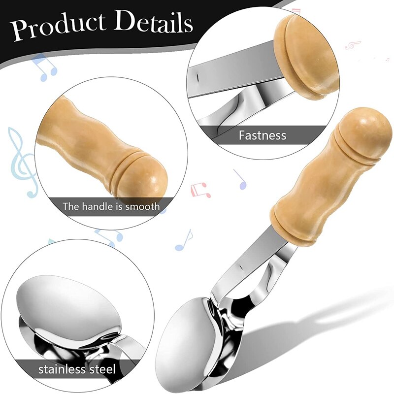 Musical Spoons Instrument with Wooden Handle Percussion Instrument with Wooden Handle Irish Percussion Instrument