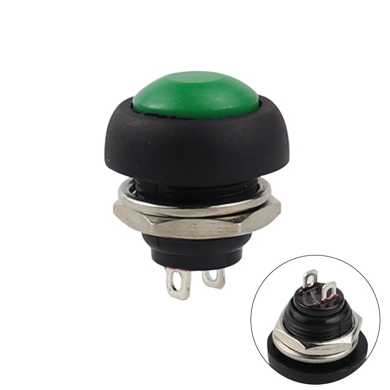 7Pcs PBS-33b 2Pin Mini Switch 12mm 12V 1A Waterproof momentary Push button Switch since the reset Non-locking
