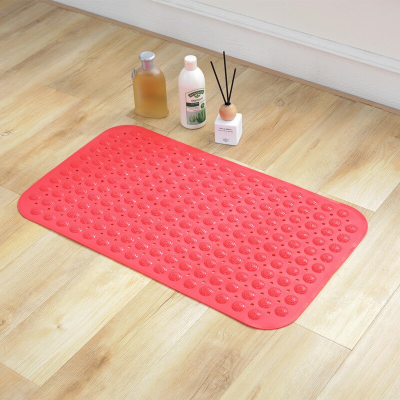 35*71cm anti-skli badematte med sugegummi badekar dusj safe matte gulvmatte badekar matte fotmassasje ren farge teppeteppe: Vannmelonrød