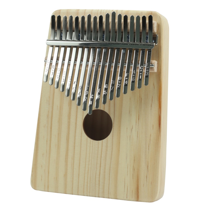 17 Keys Thumb Piano Wood Instrument Pine Aluminum Bar Kalimba Keyboard Music Portable Finger Board With Tune Hammer: A
