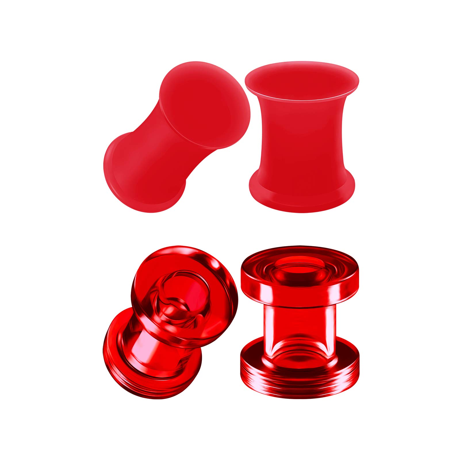 1 Paar rot Silikon doppelt ausgestellte Sattel durchbohren Schmuck Trage Ohr stöpsel Ohrring lappen Acryl Außen fleisch Tunnel 3-20mm