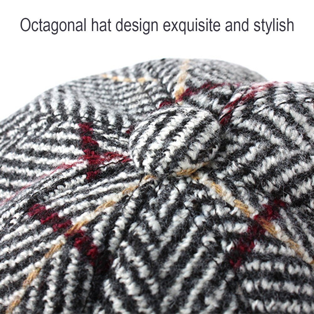 Høst vinter kvinner rutete bomull flat cap topphatt casual beret cap
