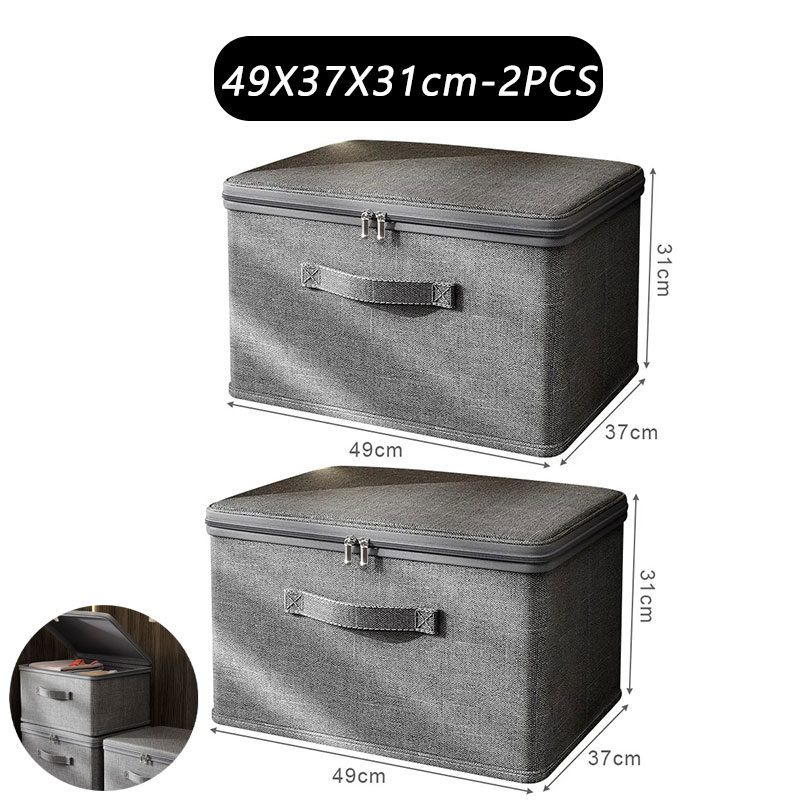 Clothes storage box with zipper Large Capacity Folding Clothes Quilts Organizer Bag Wardrobe Organizer Underwear Storage Box: Red