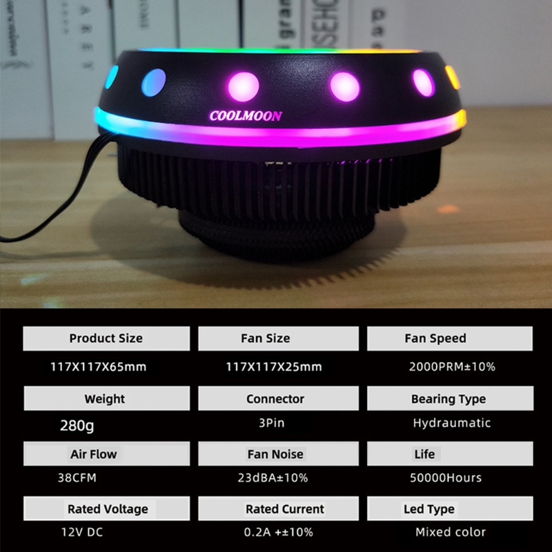 Aluminum 3 Pin CPU Cooler Radiator RGB Heat Sink Silent Desktop PC CPU Cooling Cooler Heatsink Fan for amd＆Intel