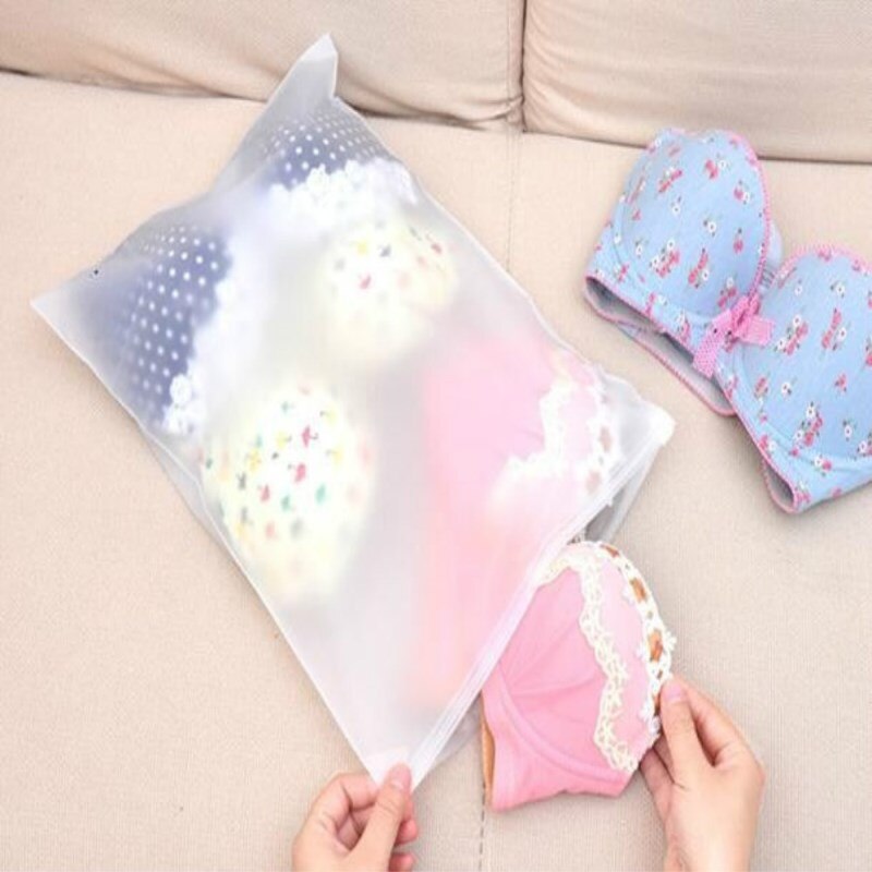 Portable Travel Set Cosmetics Clothes Lingerie Bag Transparent Plastic Storage Bag Self Sealed Zipper
