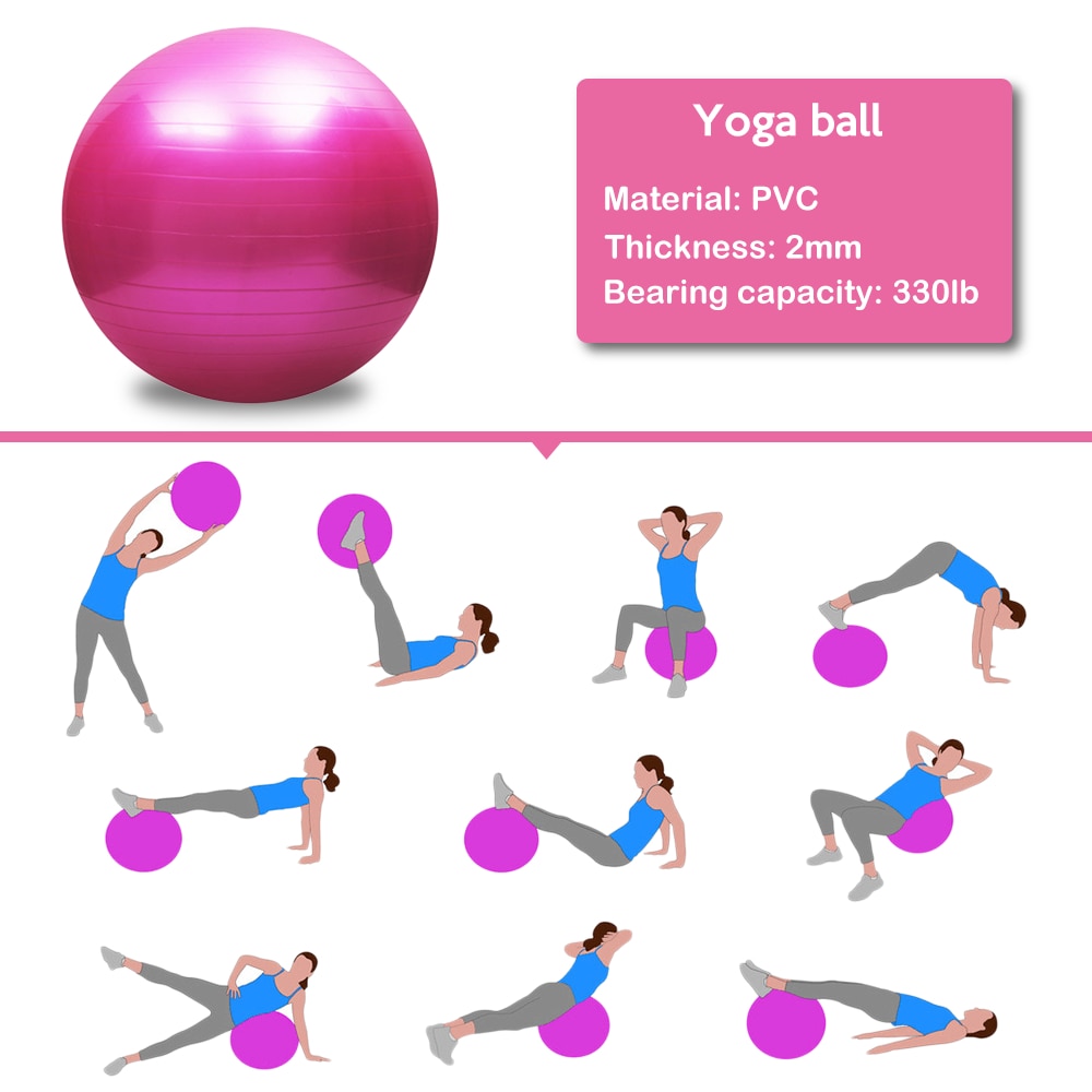 Anti-burst Yoga Ball Thickened Stability Balance Ball Pilates Barre Physical Fitness Exercise Ball 45/55/65/75CM Air Pump