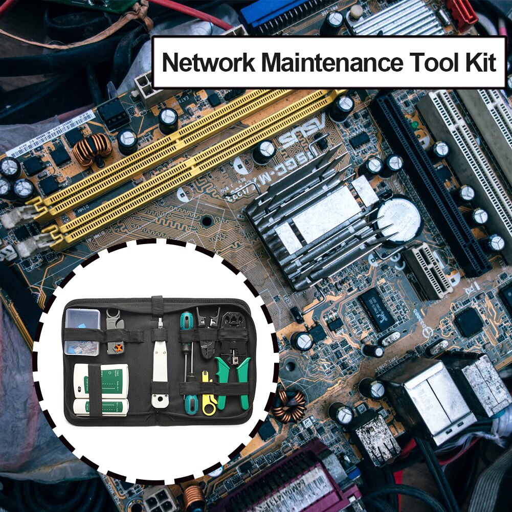 14  rj11 rj45 rj12 teiliges reparaturset mit lan-kabeltester, crimpzange, crimpzange und steckerklemme für tragbares ethernet-netzwerk-reparaturwerkzeug