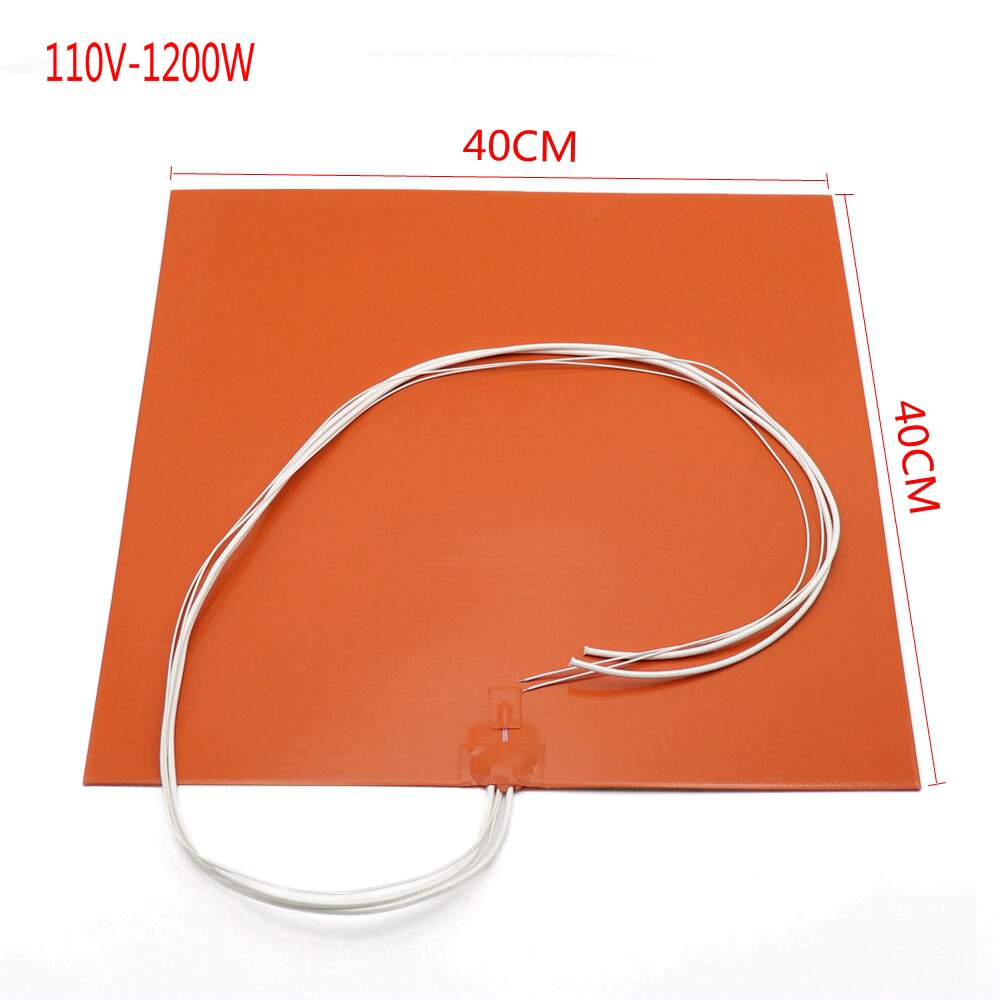 40cm 1200w 3d printer silikone opvarmet seng opvarmning pad fleksibel vandtæt print: 110v-1200w