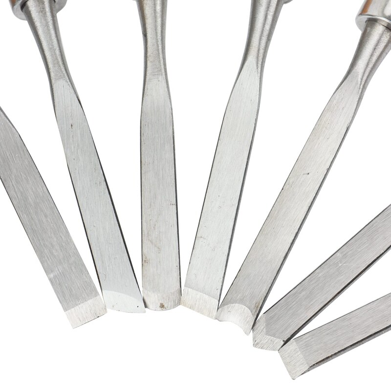 BMBY-12 Stuk Hout Beitel Tool Set-Tool Stalen Blad En Hoge Impact Houten Handvat, hout Beitel Platte Schop Staal Beitel