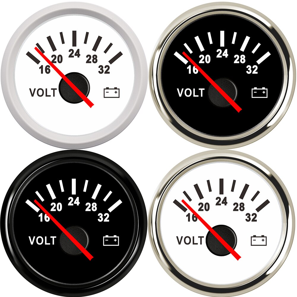 52mm volt meter mätare 8-16 volt 16-32v båt marin voltmeter auto reservdelar mätare motorcykel röd bakgrundsbelysning vattentät