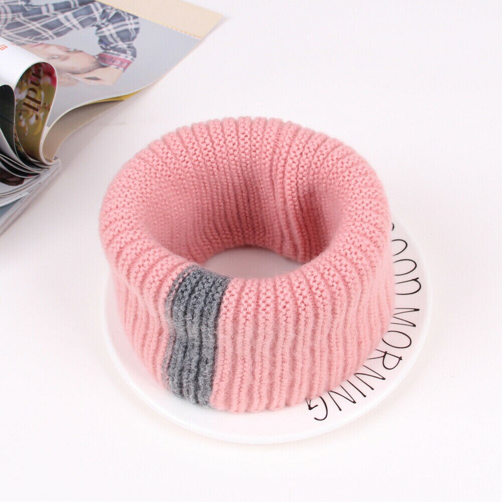 Knit Sjaal Meisjes Dikke Warmer Fleece Winter Snood Sjaal Wol Elastische Kinderen Kraag Ring Sjaals: Roze