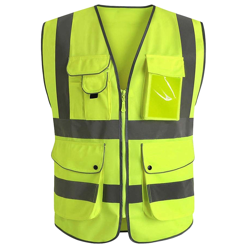 Klasse 2 Gelb Reflektierende Weste Mit 9 Taschen Und Front Zipper Hohe Sichtbarkeit Safet Y Westen (M)