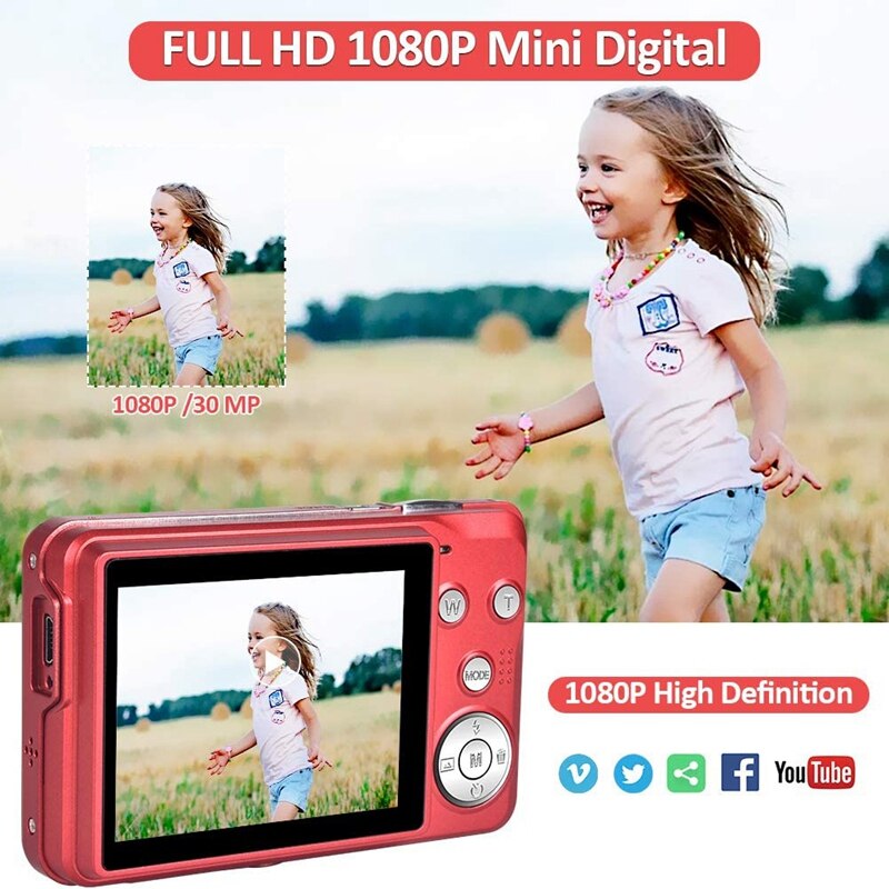 HD 1080P Digital Kamera 30 MP Mini 2,7 Zoll LCD Bildschirm Kamera mit 8X Digital Zoomen, kompakte Kameras für Erwachsene, Jugendliche