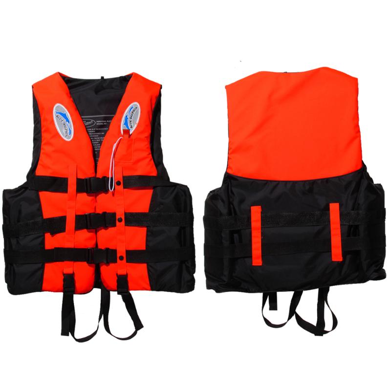 Polyester Adult Life Jacket Universal Swimming Boating Ski Vest+Whistle: Orange / XXXL