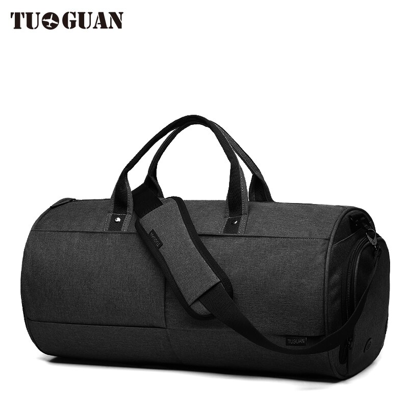 Tuguan Brand New Fitness Sports Training Bags borsa da palestra per uomo impermeabile da viaggio con scomparto per scarpe grigio/nero: Black