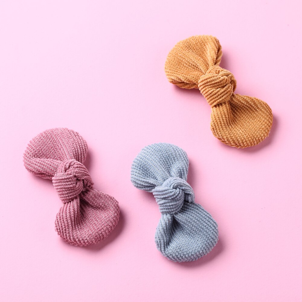 14 pz/lotto clip di capelli dell'arco del bambino per i bambini della neonata forcine di velluto a coste orecchie sveglie Barrettes bambino accessori per capelli per bambini