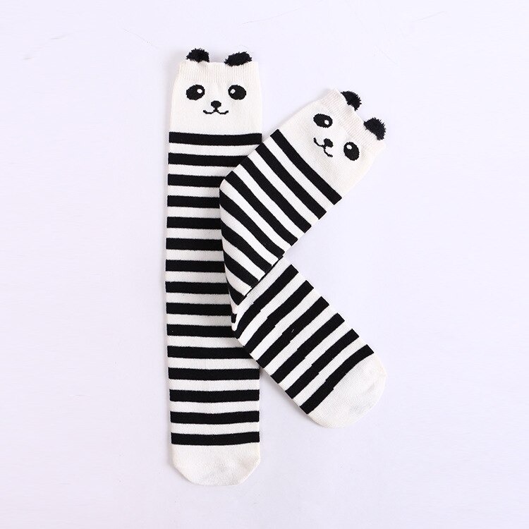 Cute Panda Kids Baby Socks Knee Girl Boy Baby Socks Animal Dot Soft Cotton Socks Striped Children Spring Summer Sock: strip panda
