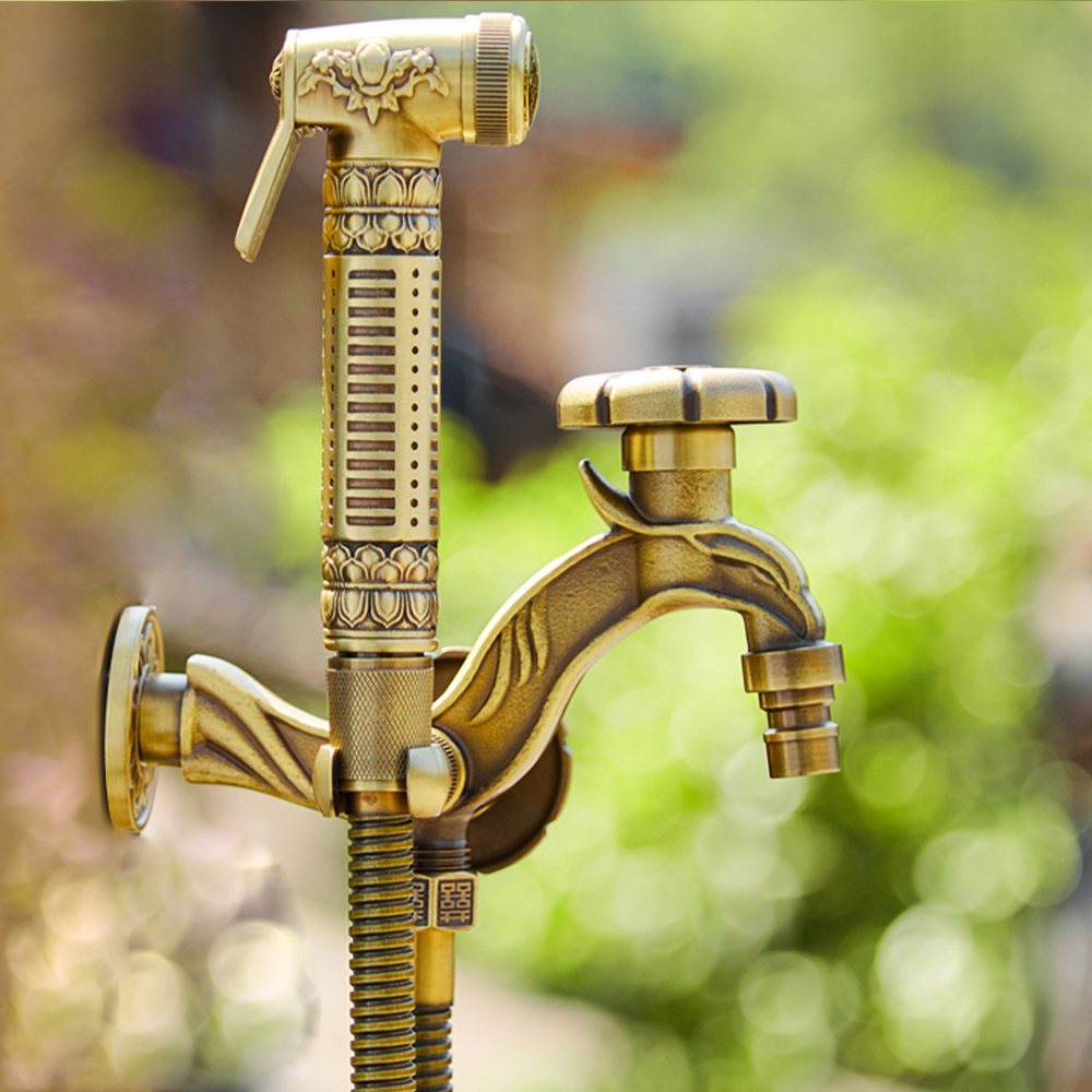 304 Rvs Tuin Kraan Binnenplaats Outdoor Kranen Antivries Kraken Kolom Water Kraan Wasmachine Creatieve Kranen: Bruin