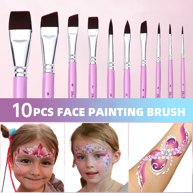 Malingsbørste multistørrelse skjønnhetssminkeverktøy ansiktsmaling verktøy festival karneval spesiell sminke: Beige