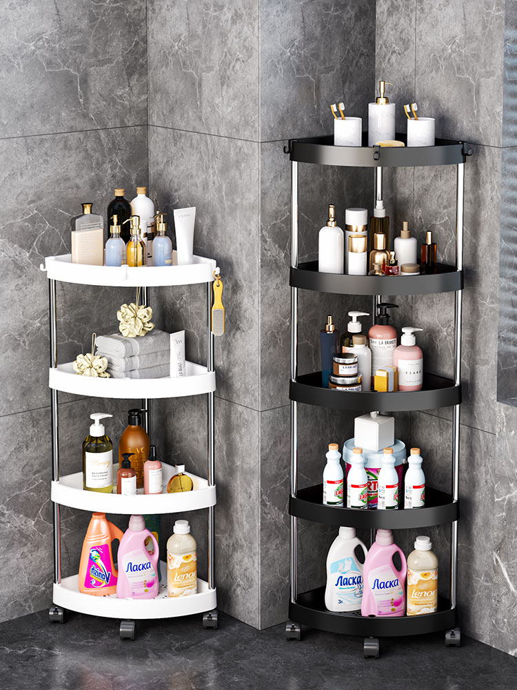 Support de rangement triangulaire pour salle de bain et cuisine, rangement d'angle, petit support de rangement pour chariot à roue universelle sur pied