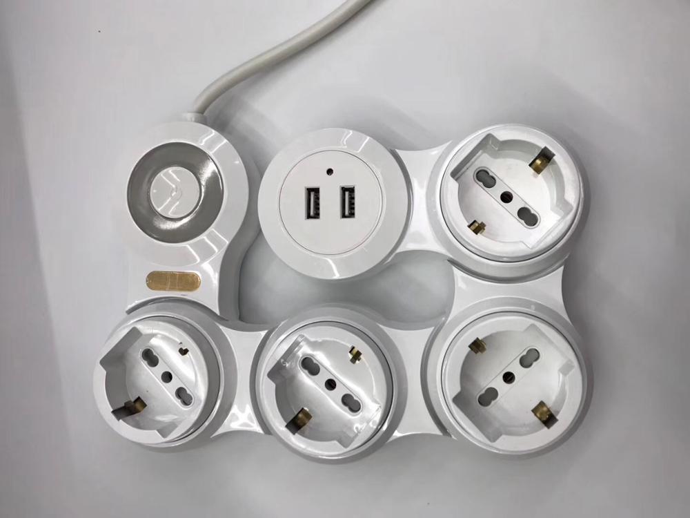 Universele Schuko Socket Stekkerdoos Met Usb Opladen Uitbreiding Socket Met Schakelaar Meerdere Socket Plug 1.8M Kabel