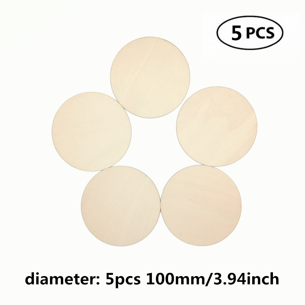10-80mm Wood Disks Crafts Log Slices Discs Cutout Circle Round Large for Paint Wedding DIY Decoration: 5pcs 100mm 3.94inch