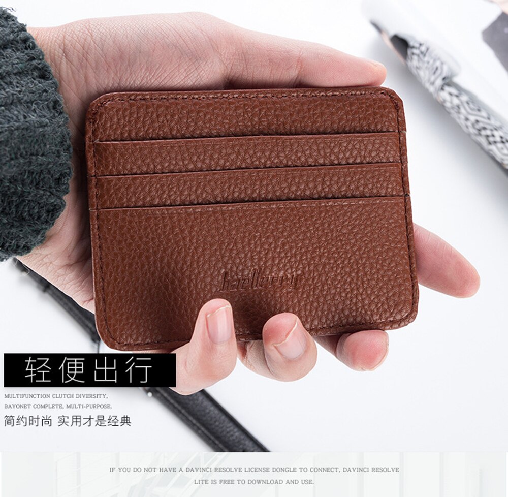Mens PU Leather Wallet Front Pocket Slim Mini Credit Card ID Holder Purse Black Purse Credit card holder Only Black Now