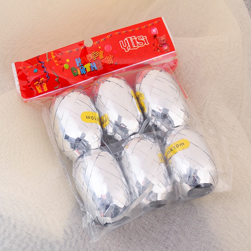 6 uds colorido globo cuerda globo boda de cumpleaños globo herramienta Curling Rollo de cinta Ballon Streamer: 02 silver