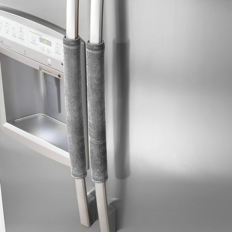 Køleskabsdørhåndtag dække køkkenapparat indretningshåndtag antislip beskyttelseshandsker til køleskab ovn holde fingeraftryk: Lysegrå
