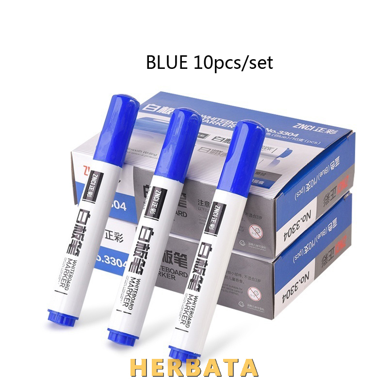 10 Stks/pak Tweekoppige Note Pen Whiteboard Pen Uitwisbare Schrijven Whiteboard Marker Speciale Pen Rood Blauw Zwart Water-gebaseerd Pen: BLUE