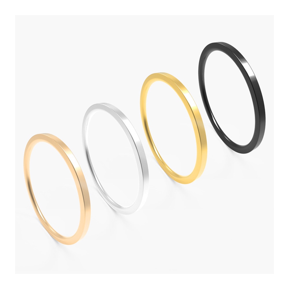JHSL 1mm Kleine Mini Edelstahl Einfache Frauen Ringe Schwarz Rose Gold Farbe Schmuck UNS größe 3 4 5 6 7 8 9 10