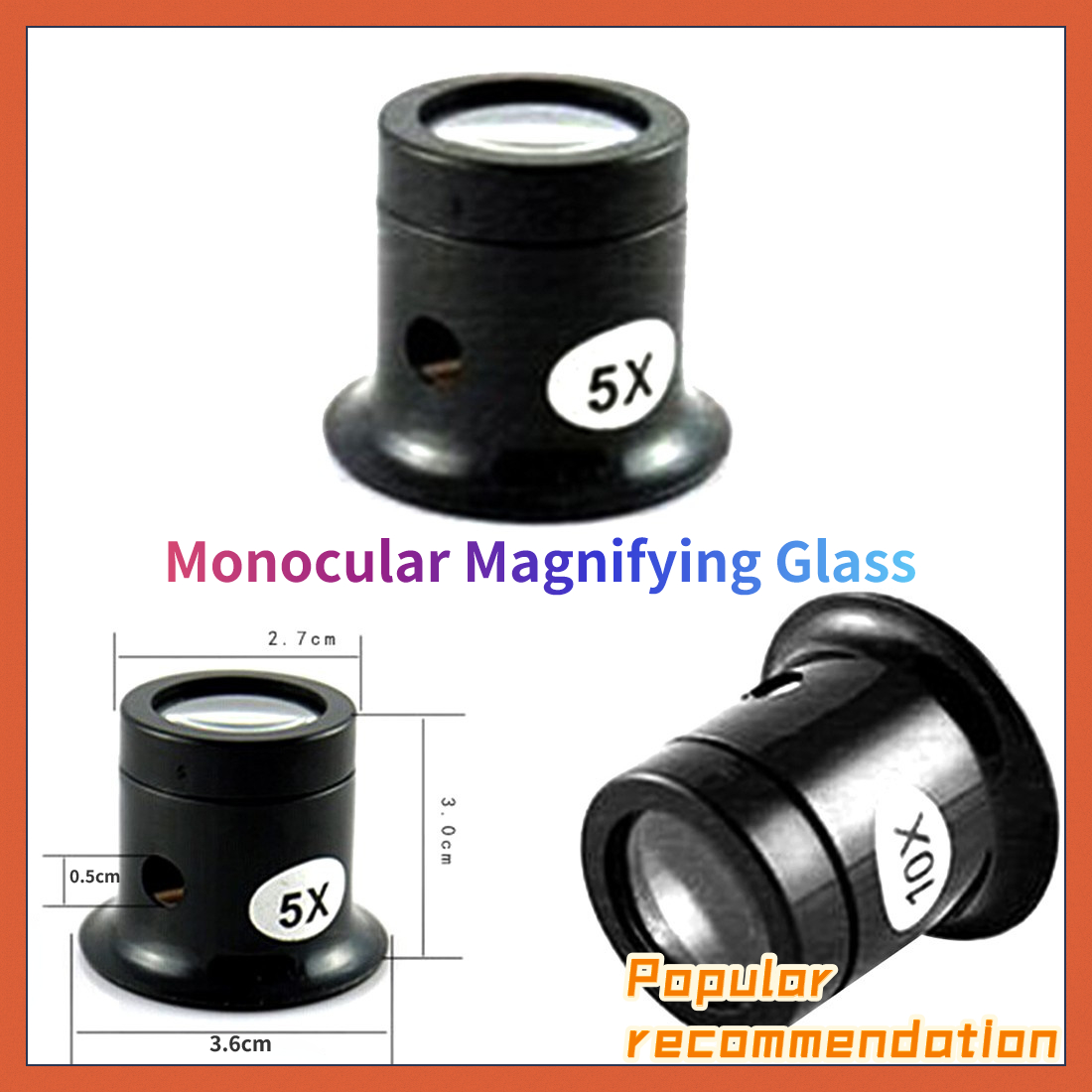 Loupe monoculaire 10X/5X, outil de réparation de Loupe de montre de bijoutier